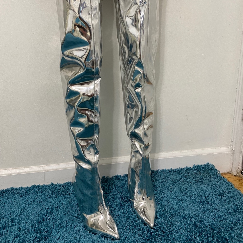 cute silver boots